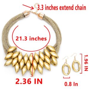 Fstrend African Choker Collar Bib Chunky Necklaces Tribal Statement Costumes Jewelry Accessories for Women and Girls (Gold)