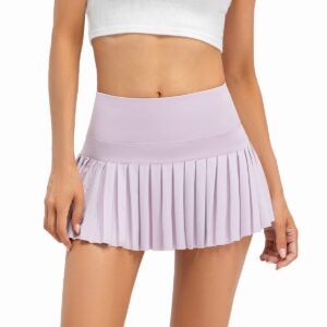 Raroauf Womens Pleated Tennis Skirts with Shorts High Waisted Mini Skirt Golf Skort Athletic Skirts Workout Pickball Pink X-Small