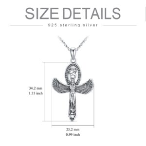 SIMONLY Sterling Silver Egyptian Goddess Necklace Ancient Egypt Jewelry Horus Gold Ankh Pendant Womens Accessory Ancient Mother Gifts