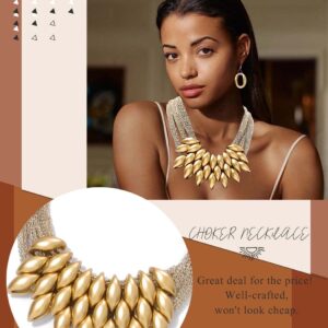 Fstrend African Choker Collar Bib Chunky Necklaces Tribal Statement Costumes Jewelry Accessories for Women and Girls (Gold)