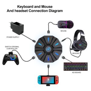 Keyboard and Mouse Adapter Converter Instead of Joystick,Support Headset Voice Gamepad Adapter Compatible With Ps4, N-Switch, Xbox One, Ps3, Xbox 360