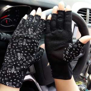 Fingerless Gloves Cotton Cycling Gloves for Women Girls Anti Slip Gloves Cotton Driving Gloves Riding Gloves Breathable Touchscreen Gloves Sun Gloves Outdoor Sports Gloves