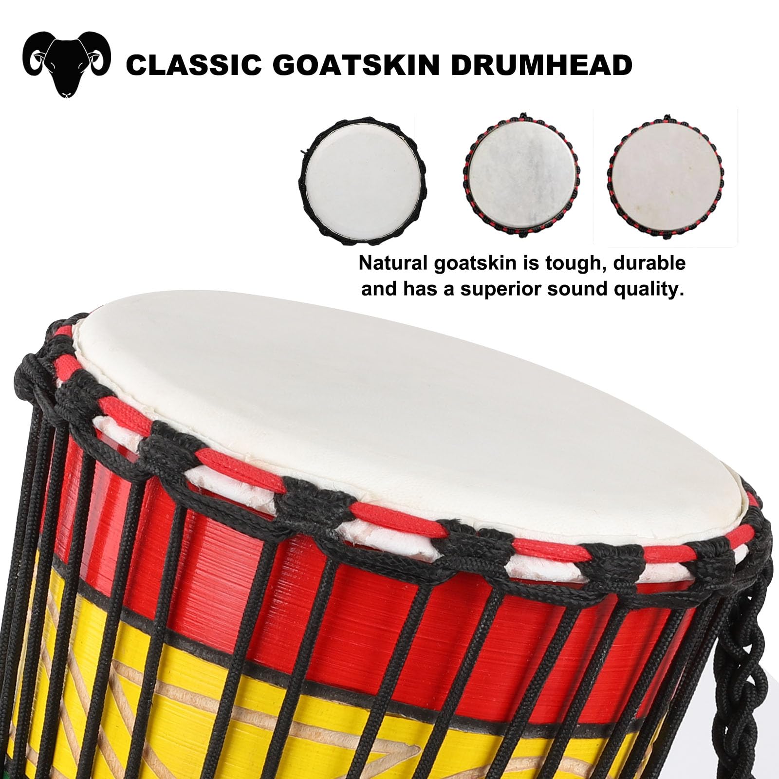 Djembe Drum,LIEKE 10'' African Drum Carved of Mahogany Goatskin Drumhead for Adults Student Beginners Green