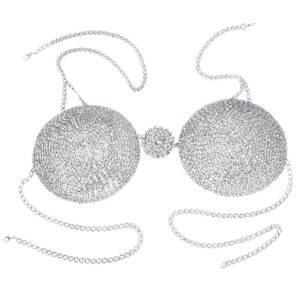 Sparkly Crystal Bra Chain Round Rhinestone BIkini Top Cover Chest Body Chain for Women Sexy Summer Beach Nightclub Part Body Jewelry