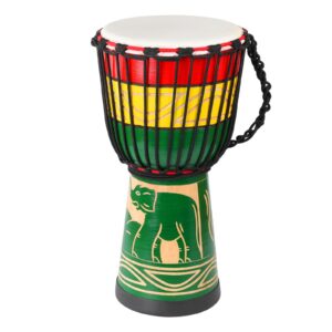 djembe drum,lieke 10'' african drum carved of mahogany goatskin drumhead for adults student beginners green