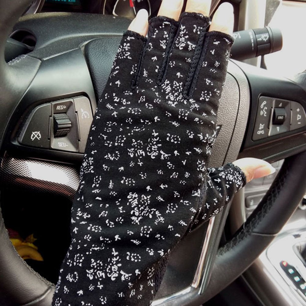 Fingerless Gloves Cotton Cycling Gloves for Women Girls Anti Slip Gloves Cotton Driving Gloves Riding Gloves Breathable Touchscreen Gloves Sun Gloves Outdoor Sports Gloves