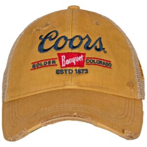 Coors Banquet Logo Patch Distressed Tea-Stained Adjustable Hat, One Size