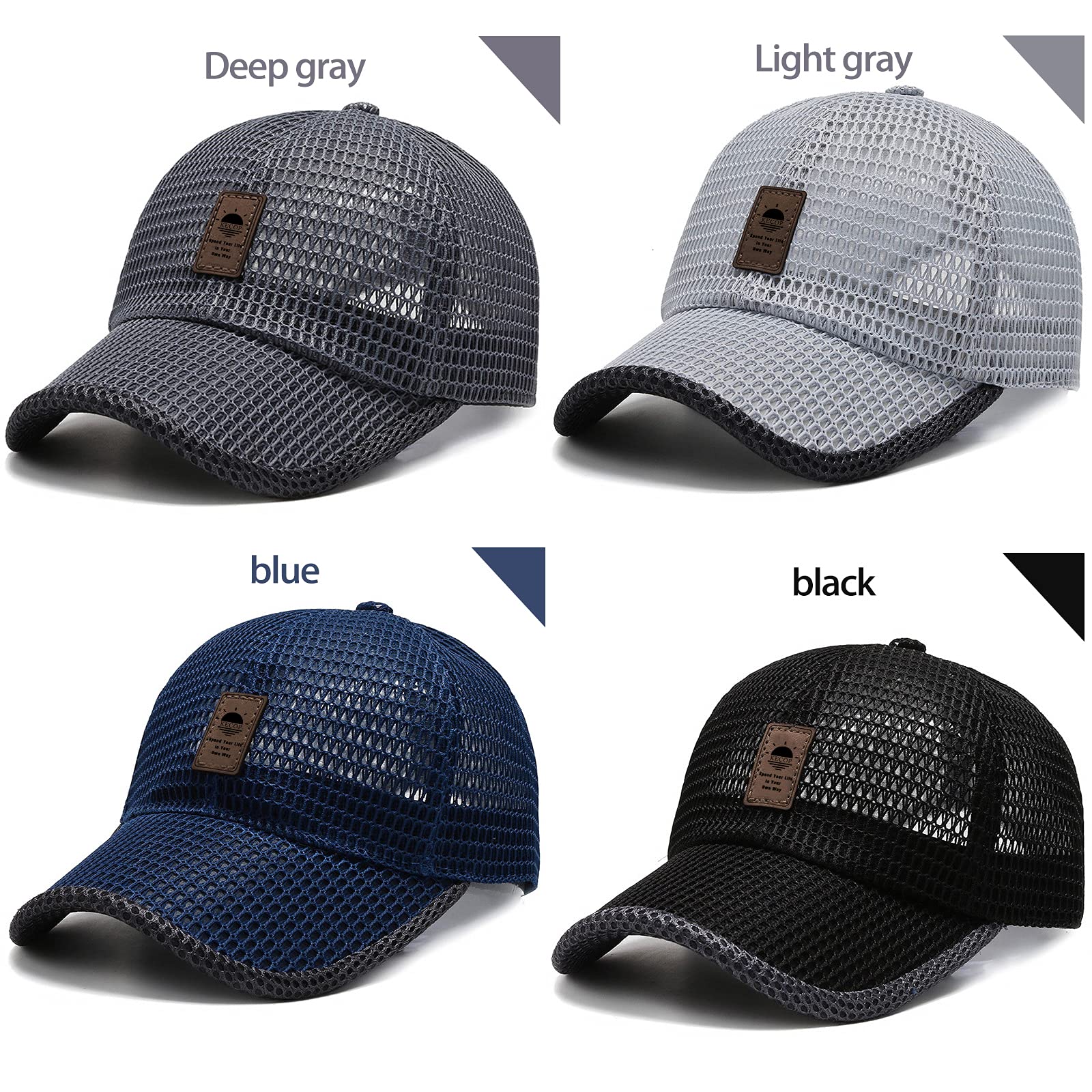 KECOP Breathable Full Mesh Hat for Men, Quick Dry Cooling Caps for Women,Lightweight Trucker Hats for Sports,Blue