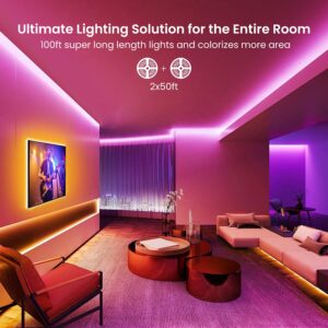 GUPUP WiFi Led Lights 100 ft, Tuya Smart App Controlled Led Strip Lights, Work with Alexa and Google Assistant Devices, Voice Control Light Strip,Music Sync,Color Changing Led Lights,Back to School