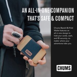 Chums Bandit unisex-adult Bi-Fold Polyester Wallet – Slim Reversible Card, ID and Money Holder (Orange/Tan/Navy), magenetic