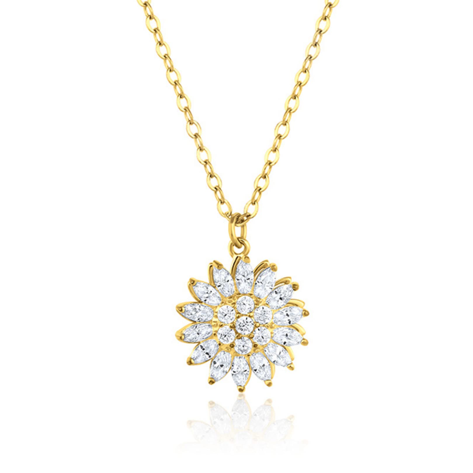 Bee Kind The Original Spinning Crystal Sunflower Necklace Made With 18K Gold Plating, Cubic Zirconia Stones, and comes with Personalized Gift with Box for Women