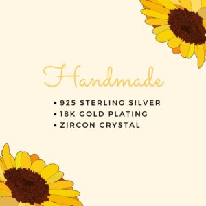 Bee Kind The Original Spinning Crystal Sunflower Necklace Made With 18K Gold Plating, Cubic Zirconia Stones, and comes with Personalized Gift with Box for Women