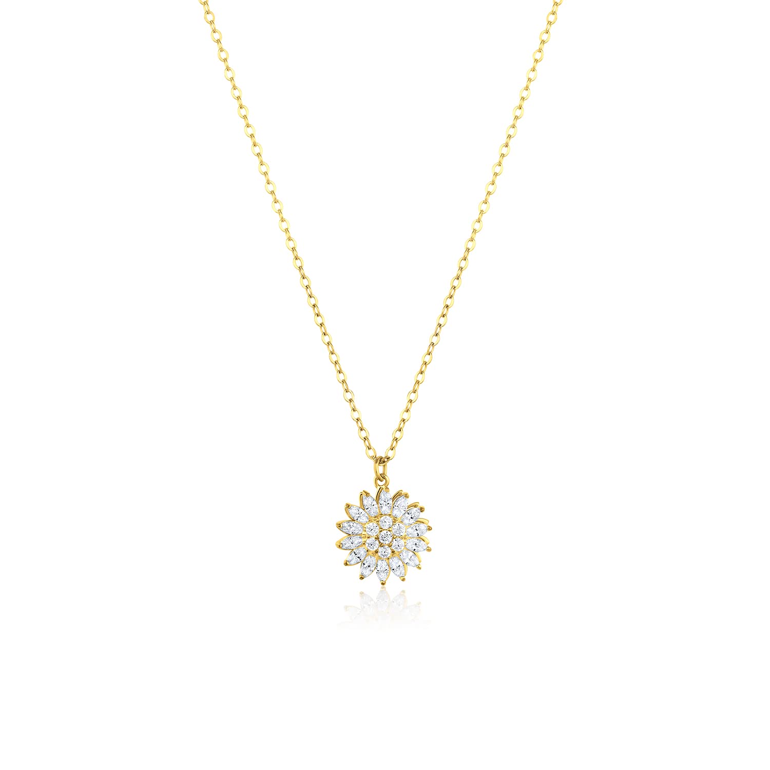 Bee Kind The Original Spinning Crystal Sunflower Necklace Made With 18K Gold Plating, Cubic Zirconia Stones, and comes with Personalized Gift with Box for Women