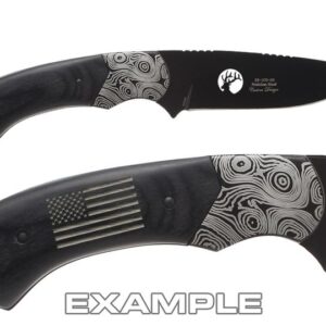 NDZ Performance Elk Ridge 8.3" Pakkawood Handle Fixed Stainless Steel Blade Hunting Knife ER-200-09BK Laser Engraved in Dark Blue - Spartan Helmet US Flag