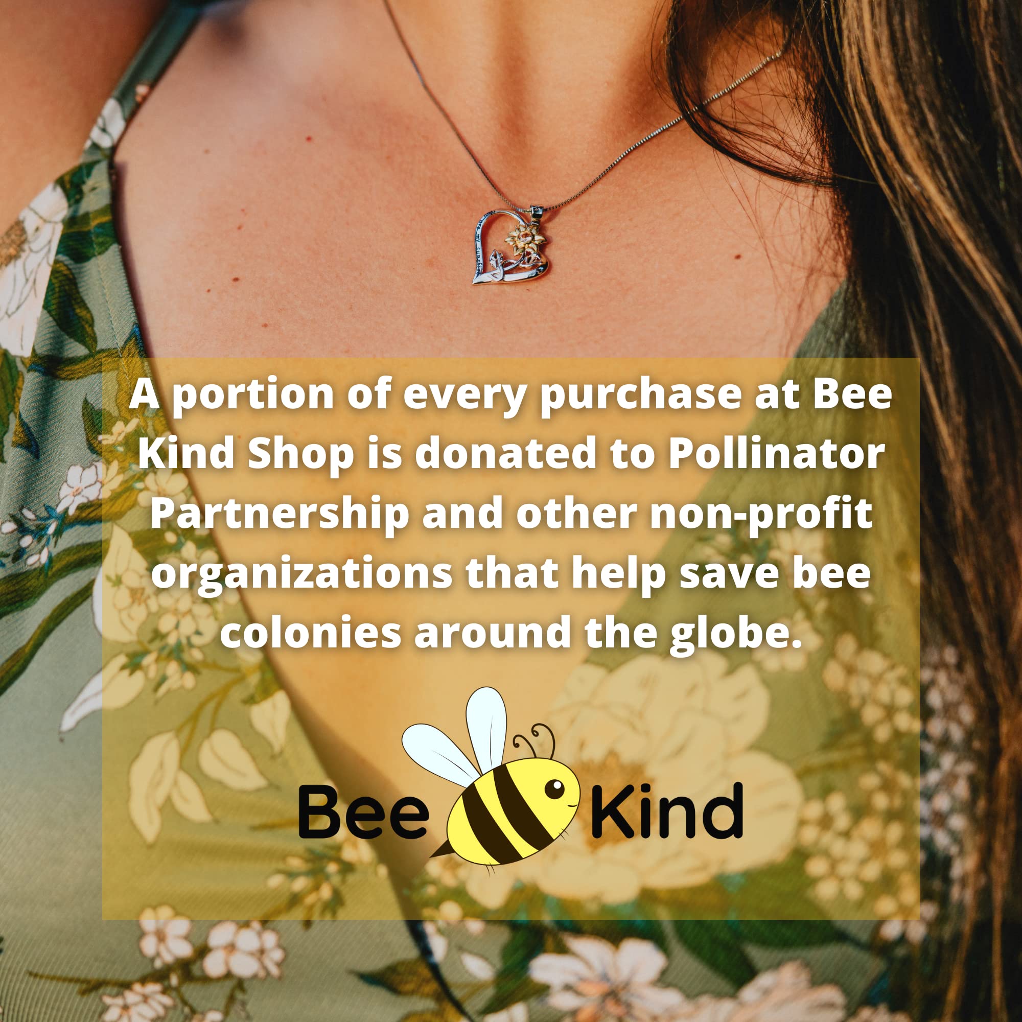 Bee Kind The Original You Are My Sunshine Sunflower Necklace Made With 18K Gold Plating, Cubic Zirconia Stones, and comes with Personalized Gift with Box for Women