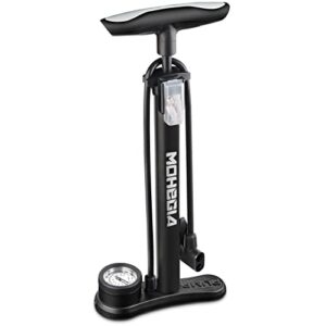 mohegia bike floor pump with gauge,air bicycle pump inflator with high pressure 160 psi,fits schrader and presta valve