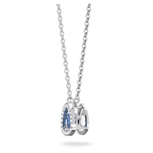 SWAROVSKI Millenia Pendant Necklace with a Blue Trilliant Cut Crystal on a Rhodium Finish Setting and White Crystal Pavé on a Simple Chain, Part of the Millenia Collection