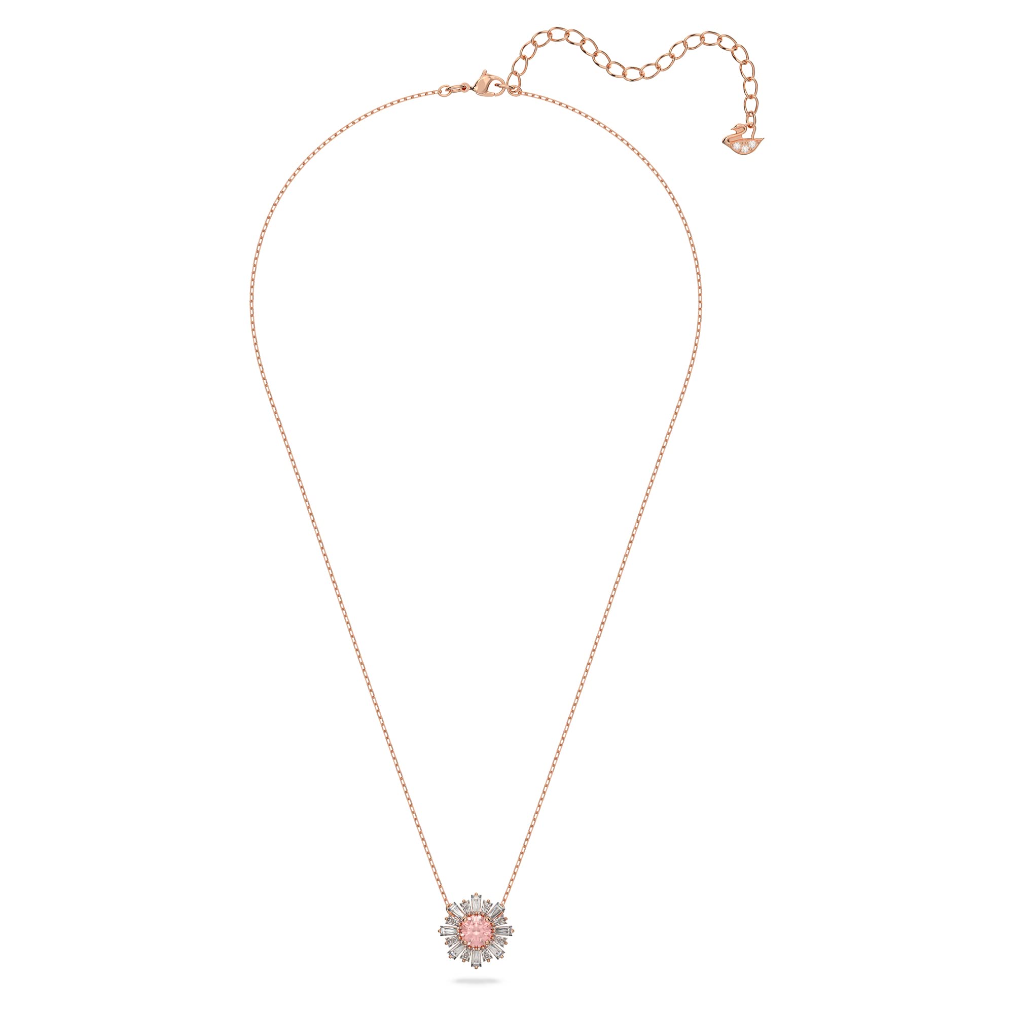 SWAROVSKI Sunshine Pendant Necklace with Pink and Clear Crystal Sun Motif on a Rose-Gold Tone Finish Setting and Simple Chain, Part of the Sunshine Collection