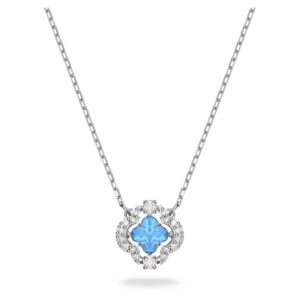 SWAROVSKI Sparkling Dance Necklace, Blue, Rhodium Finish