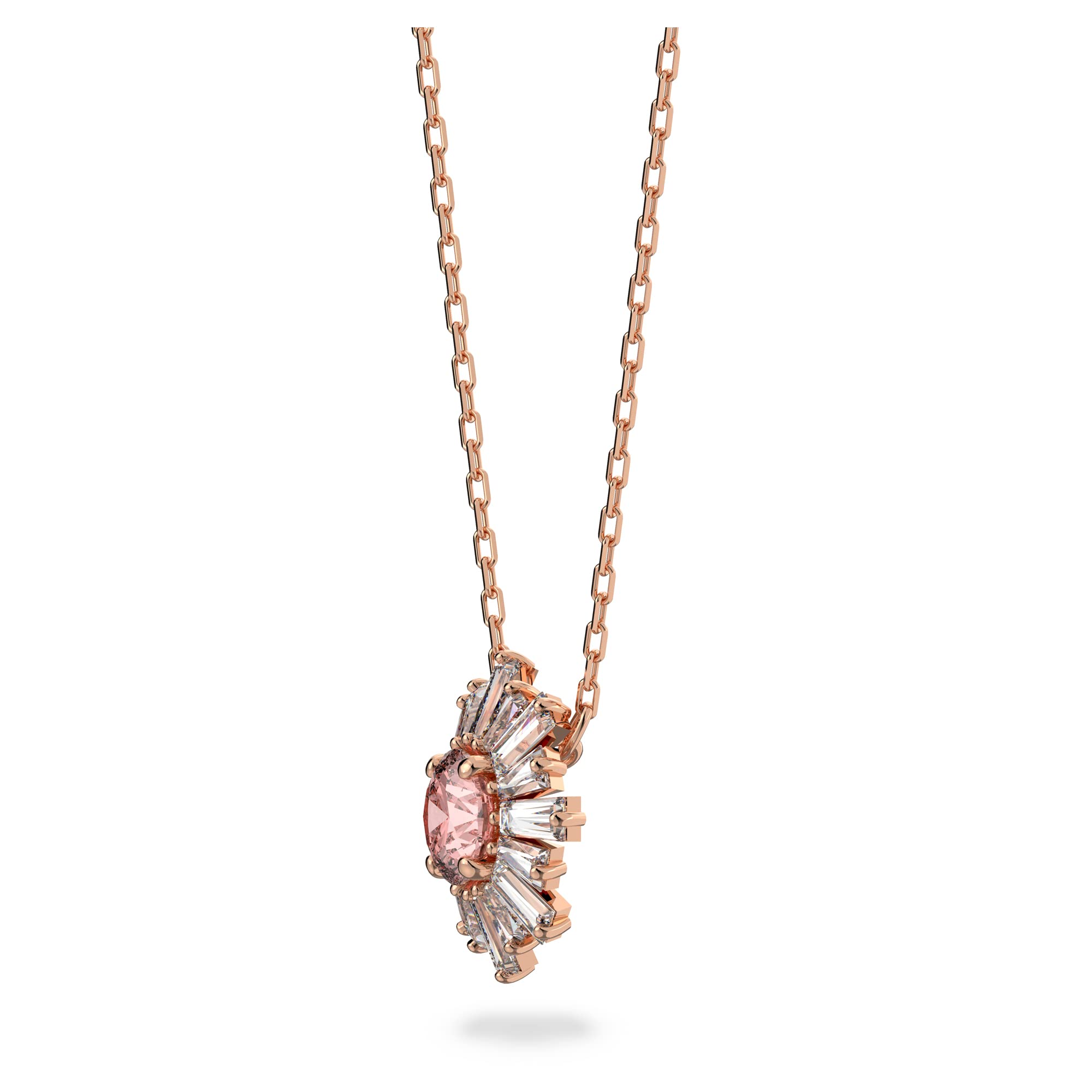 SWAROVSKI Sunshine Pendant Necklace with Pink and Clear Crystal Sun Motif on a Rose-Gold Tone Finish Setting and Simple Chain, Part of the Sunshine Collection