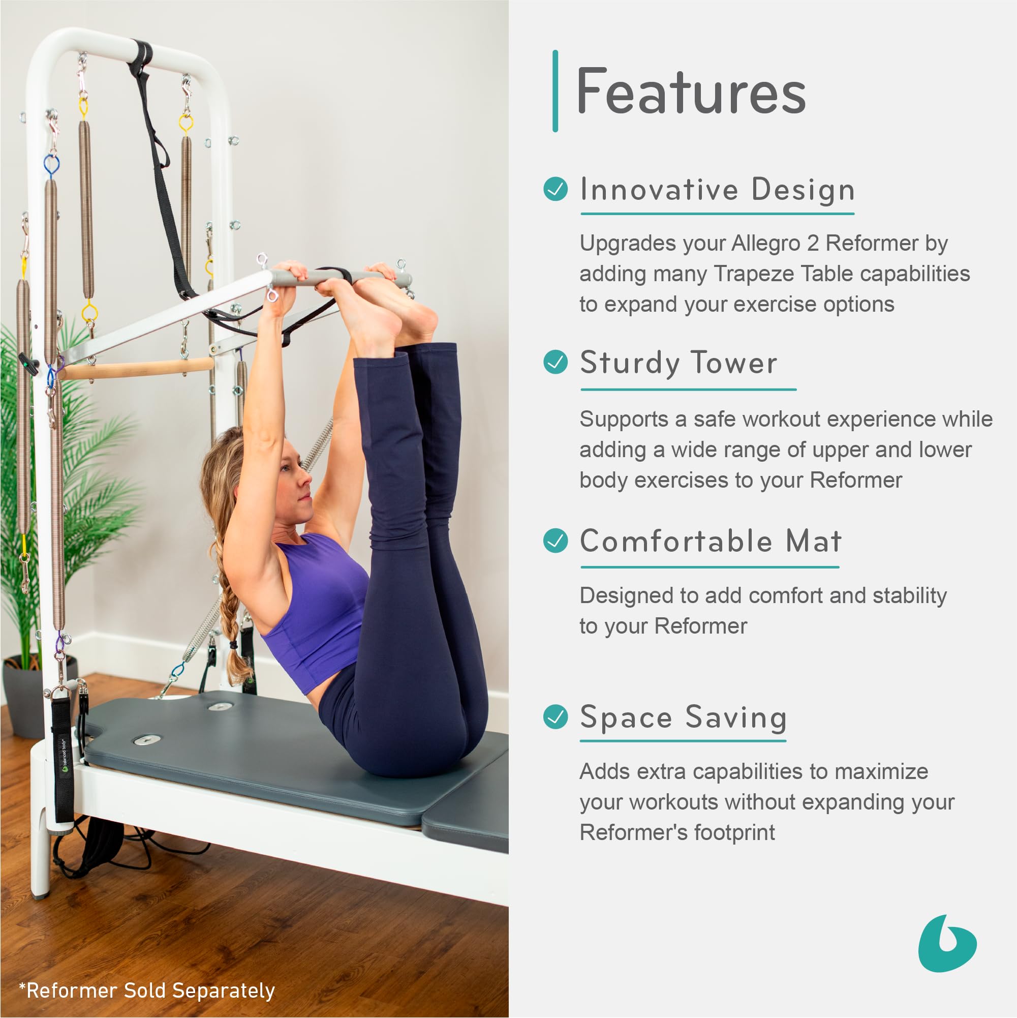 Balanced Body Mat Retrofit Kit for Allegro 2 Reformer, Pilates Reformer Exercise Equipment Accessory, Workout Equipment for Home or Pilates Studio Use