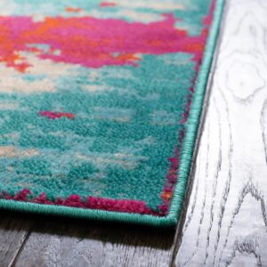 Unique Loom Azalea Collection Area Rug - Kyushu (7' 10" Square, Turquoise/ Light Blue)