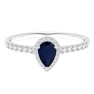 0.70 ctw pear-blue sapphire gemstone 925 sterling silver halo engagement ring (sterling silver, 8)