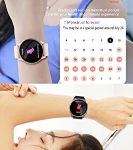 Holiday Smart Watches for Women, 1.32" AMOLED Touch Screen Ladies Fitness Watch with Heart Rate Monitor Sleep Step Counter Tracker Pedometer, IP68 Waterproof Smartwatch for Android iOS Phone