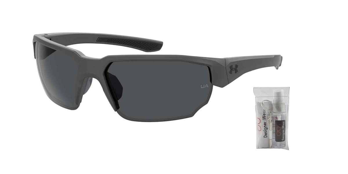 Under Armour Blitzing UA0012/G/S 0R6S/IR 70MM Grey/Black/Grey Special Shape Sunglasses for Men + BUNDLE With Designer iWear Eyewear Kit