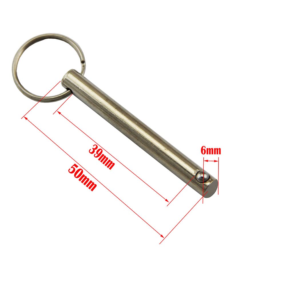 10 Pieces Diameter 6mm 8mm 10mm Zinc Plated Steel Quick Release Ball Pin with Sprung Ball End (6 x 50mm)