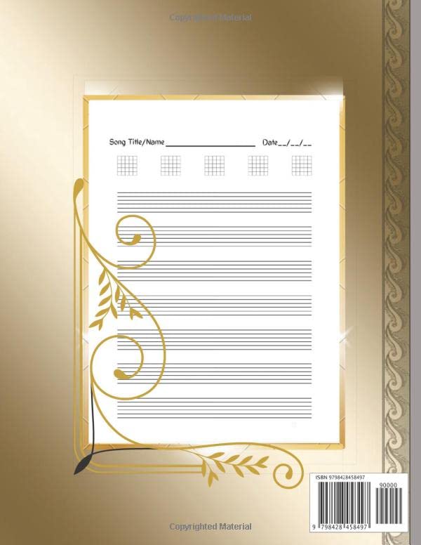 Guitar Tab Notebook : Blank Tablature & Chord Book | Blank Music Paper: A4 | Elegant Gold And Black Cover | Gift Idea For Guitarists Musicians Beginners