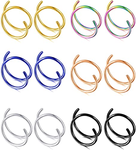 16G 8mm Surgical Steel Nose Septum Horseshoe Hoop Eyebrow Lip Navel Belly Nipple Piercing Ring 8mm Helix Tragus Daith Rook Earrings Replacement Spikes 12 Pcs