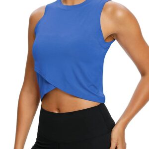 Bestisun Gym Athletic Yoga Shirts Muscle Tank Womens Athletic Wear Workout Tops Loose Fit Blue M