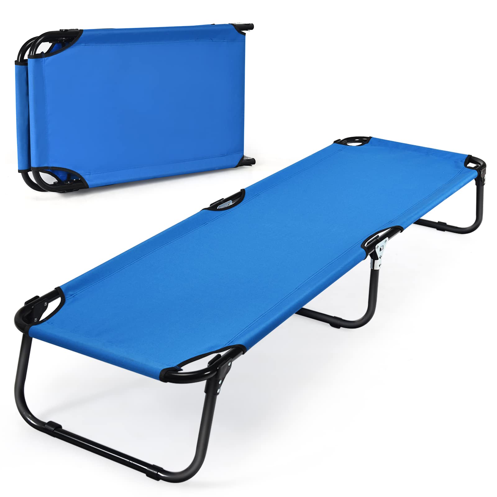 Tangkula Folding Camping Cot, Portable Camping Bed with Steel Frame, Elevated Travel Military Portable Cots Bed for Adults Kids, Indoor Outdoor Foldable Sleeping Cot for Nap, Beach, Hiking, Camping