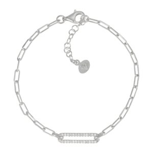 Silpada 'Coupled Together' Cubic Zirconia Sterling Silver Bracelet, 7.25" + 1"