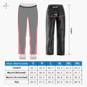 Rain Pants Men, Mens Waterproof Rain Pants Lightweight Breathable Rain Over Pants Hiking Cycling Black XL