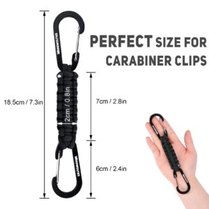 WEREWOLVES 3 Pack Paracord Keychain Carabiner, Paracord Lanyard Clip for Backpacks, Paracord Carabiner Clip for Men Women (3 Pack Black)