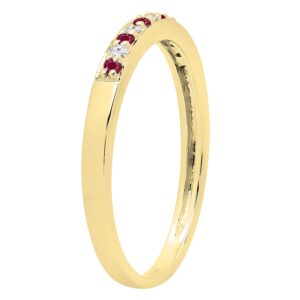 Dazzlingrock Collection Alternate Round Ruby & White Diamond Wedding Band for Women in 10K Yellow Gold Size 7