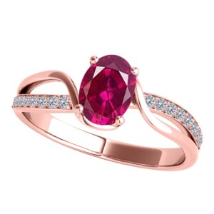 aonejewelry 10k oval shape created ruby diamond ring in rose, white & yellow gold, best valentinesday gift