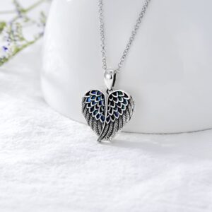 SOULMEET Angel Wing Heart Locket Necklace That Holds Picture Photo You are My Angel Sterling Silver Abalone Shell Locket Pendant (Locket only)