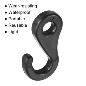 MECCANIXITY Camping Snaps Hooks Plastic Buckles, 6.5mm Hole Clip Accessories for Tent Canopy, Black Pack of 30