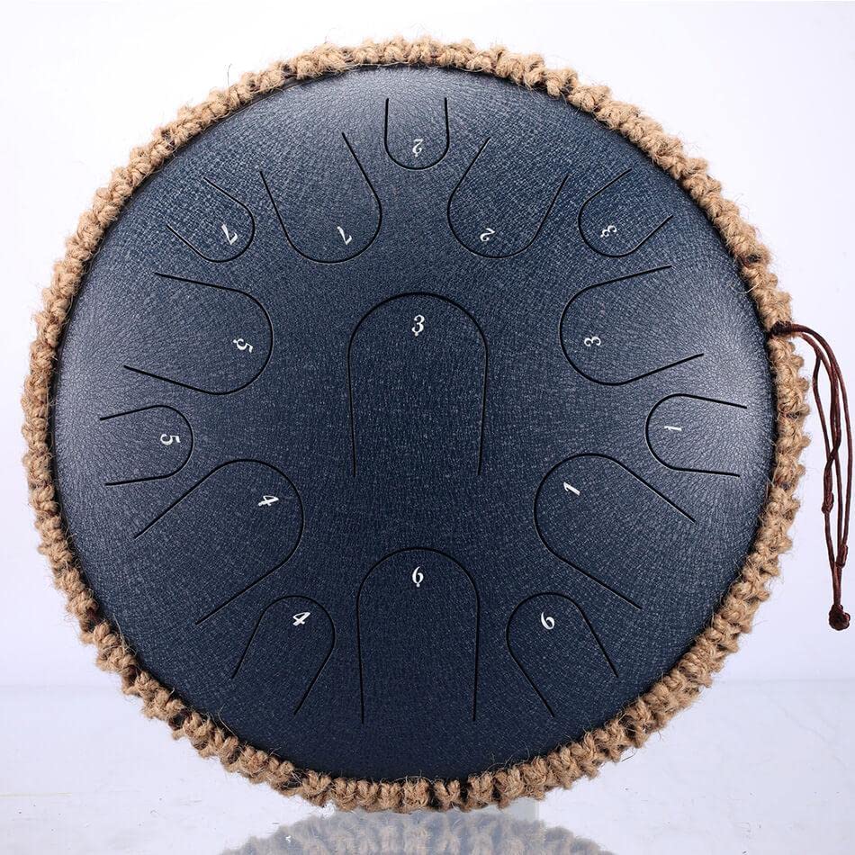 April Yang Tank Drum 15 Note 13 Inch | Hluru Steel Tongue Drum Percussion Instrument | Yoga Meditation Non Screen Music Gifts