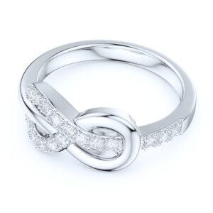 PRSTANI Real Sterling Silver Thick Tie The Infinity Love Knot Genuine Moissanite Intertwined Ring Promise Ring (7.5)