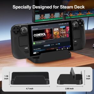 KUNSLUCK Stand Base for Steam Deck/Steam Deck OLED/ROG Ally, Steam Deck Stand with Anti-Slip Silicone Pad (Black)