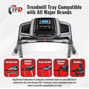 TFD Universal Treadmill Desk Attachment, 34" inch Treadmill Desk Tray | Fits All Brands w/That are 28-34" | Exercise Treadmill Tray Holder for Laptop, Tablet, & More | Treadmill Desk Workstation