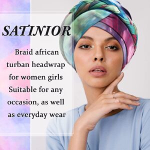 4 Pieces African Women Turban Cap Head Wraps Beaded Headscarf Beanie Wrap