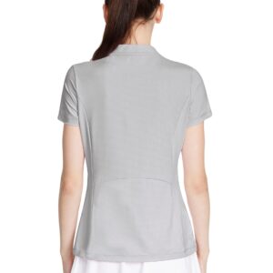 LastFor1 Women's Golf Polo Shirt Short Sleeves UPF 50+ Tennis Tops Active T-Shirt Quick Dry Zip Up Running Shirts Light Grey L