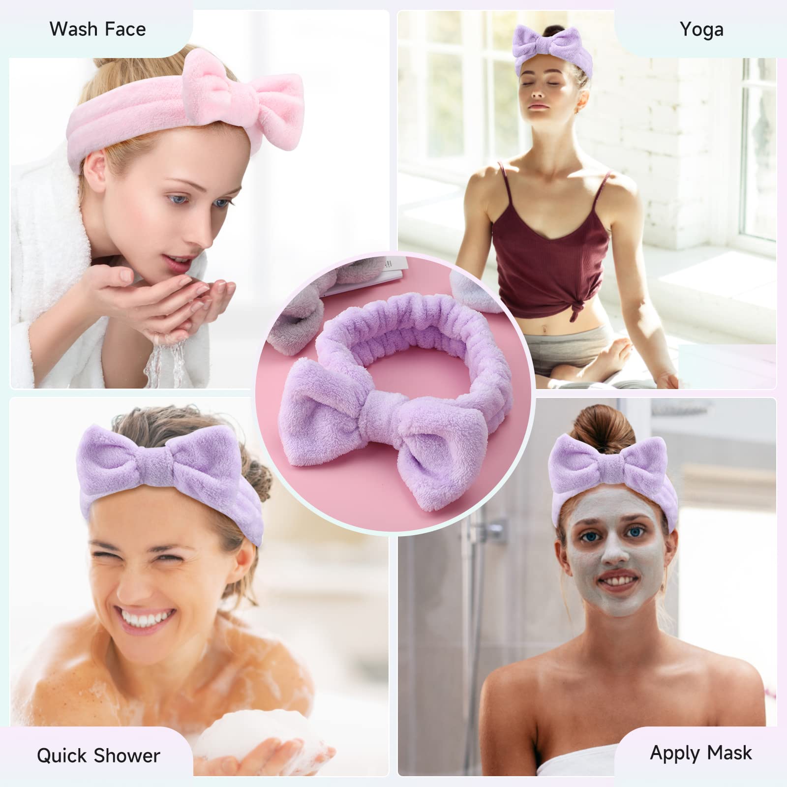 WSYUB Spa Headband, 8Pcs Makeup headband,Headband for Washing Face, Shower Skin Care Fluffy Spa Headband for Woman Girl Teens Slumber Party Supplies