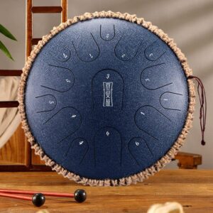 April Yang Tank Drum 15 Note 13 Inch | Hluru Steel Tongue Drum Percussion Instrument | Yoga Meditation Non Screen Music Gifts