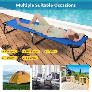 Tangkula Folding Camping Cot, Portable Camping Bed with Steel Frame, Elevated Travel Military Portable Cots Bed for Adults Kids, Indoor Outdoor Foldable Sleeping Cot for Nap, Beach, Hiking, Camping